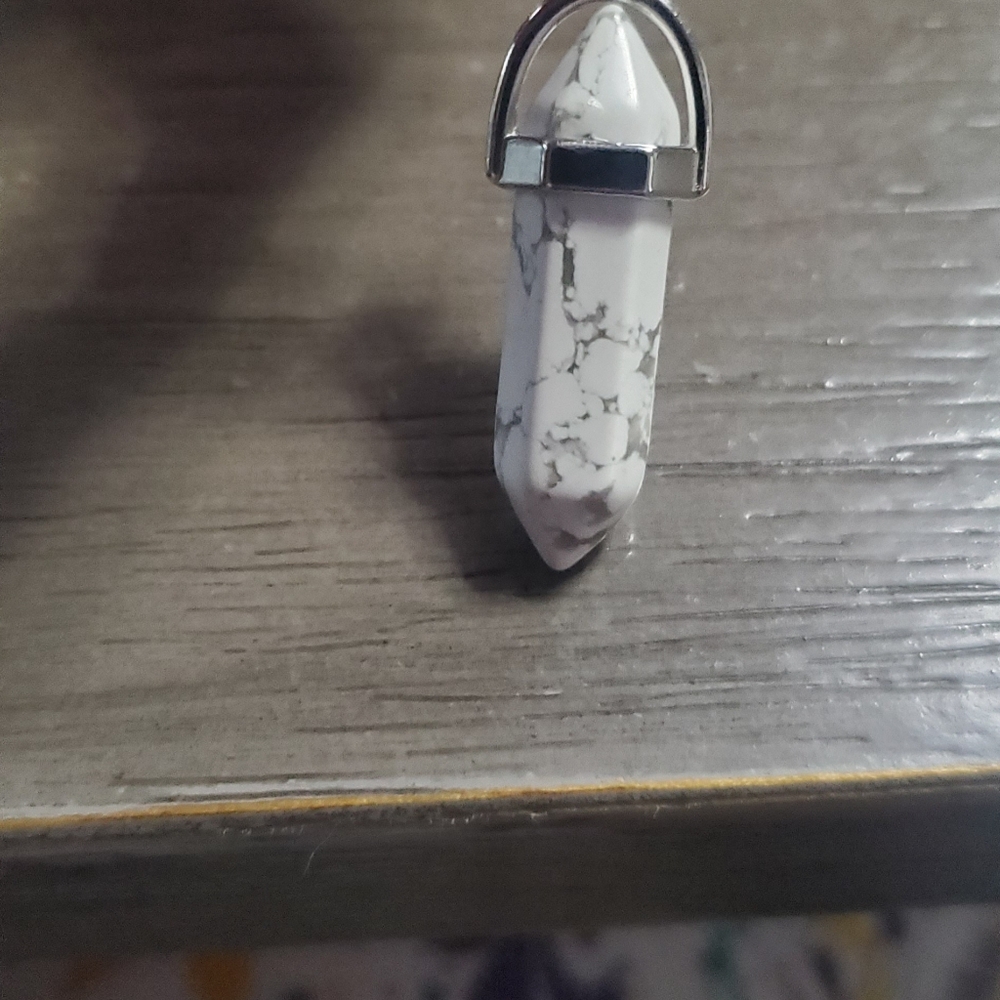 Cool white with black stone dangle earrings